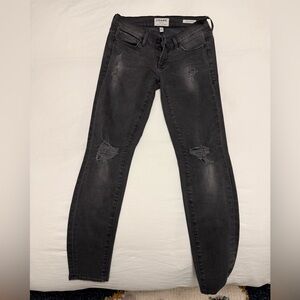 Frame Denim Charcoal Distressed Skinny Jeans